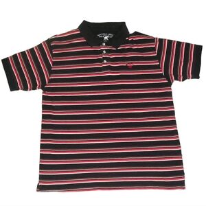 Beverly Hills Polo Club Mens Collared Polo Shirt sz. Large Black Red White Grey